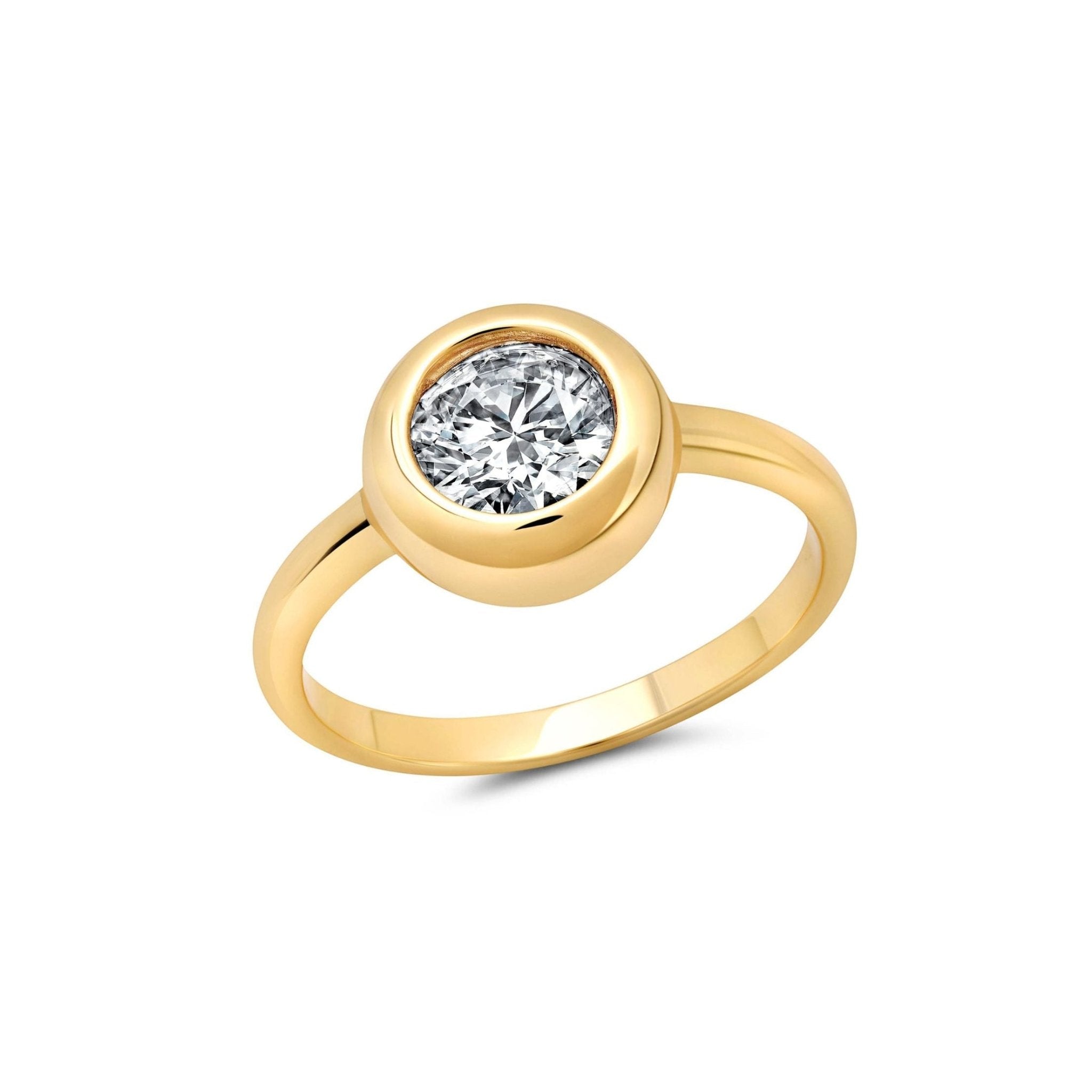 Solitaire Bezel Ring Finished in Gold - CRISLU