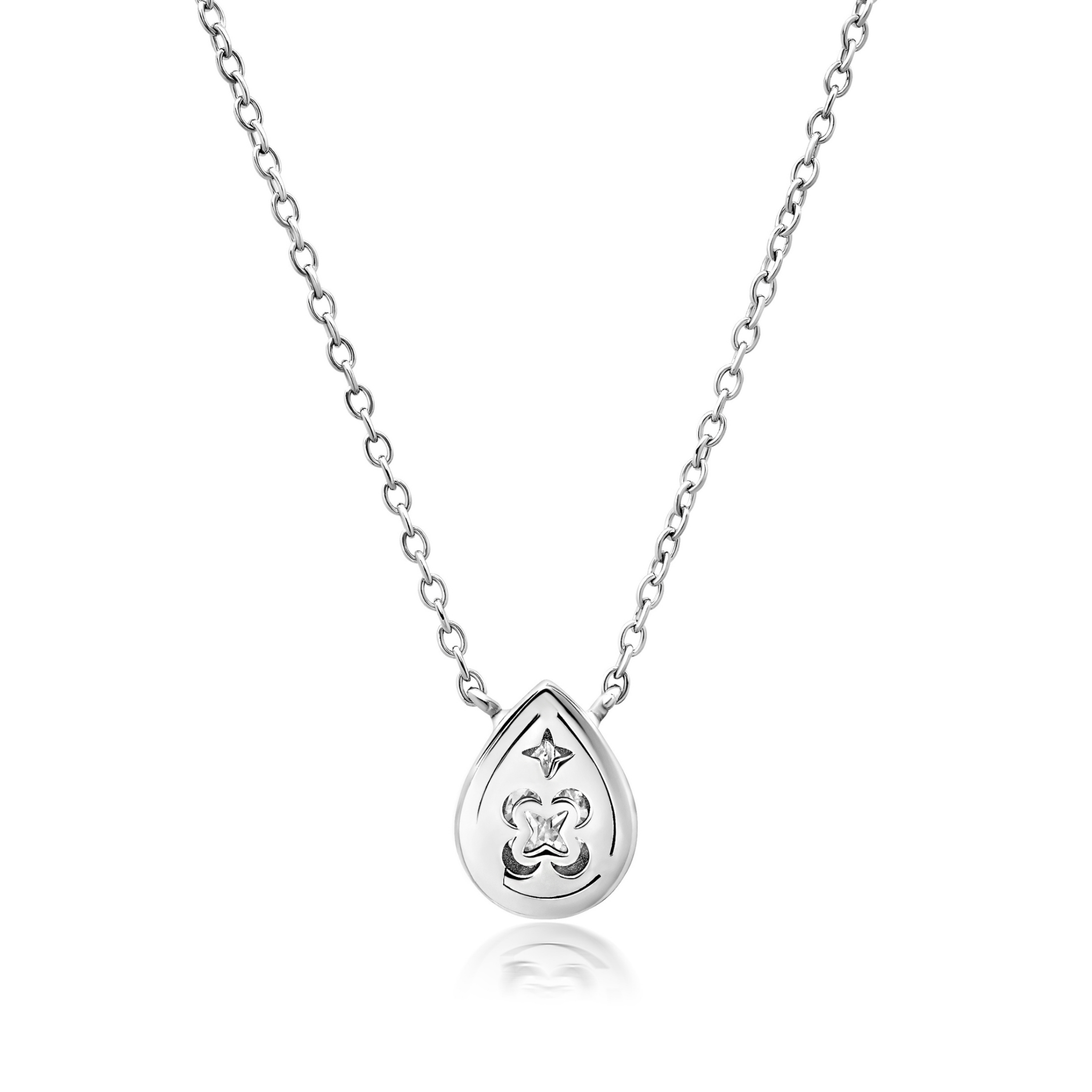 Taupe & Platinum Pear Pendant Necklace Finished in Platinum - CRISLU