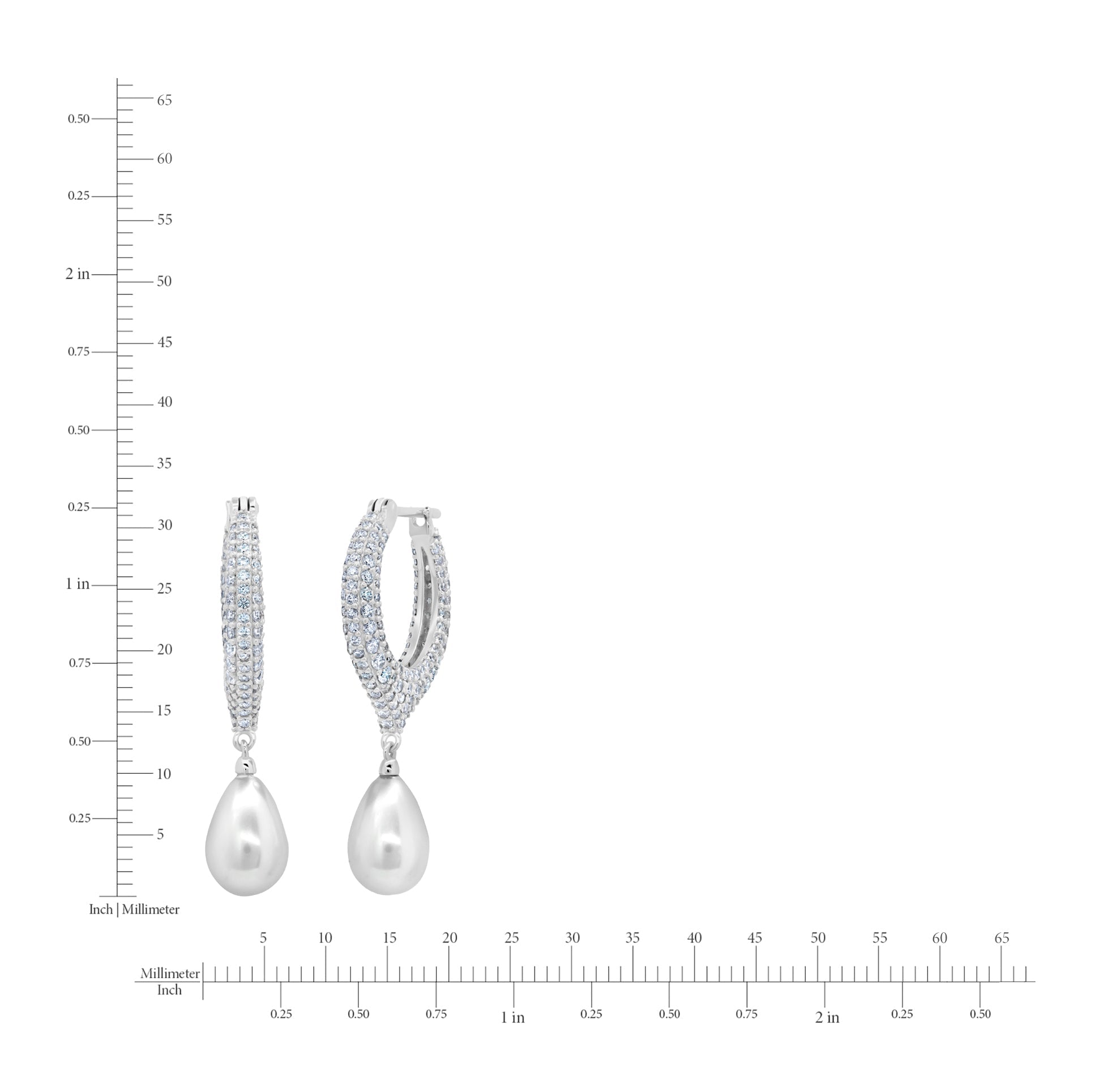 Teardrop Pearl And Pave Drop Earrings Finished in Platinum - CRISLU