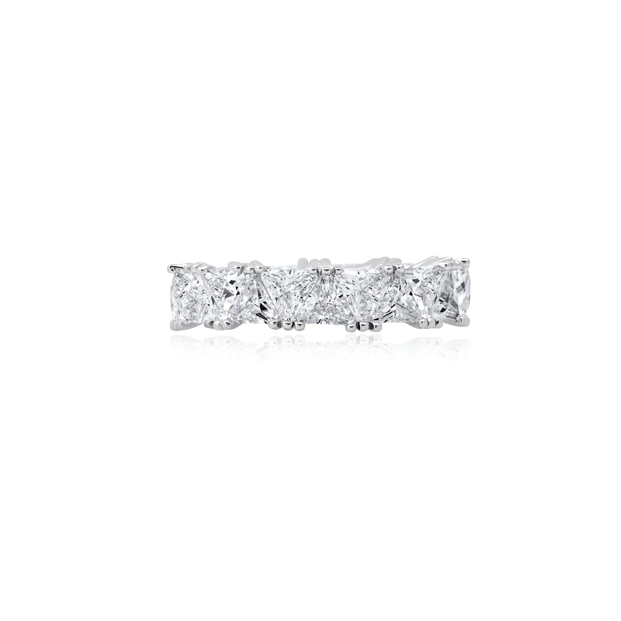 Trillion Cut Eternity Band Finished in Pure Platinum - CRISLU
