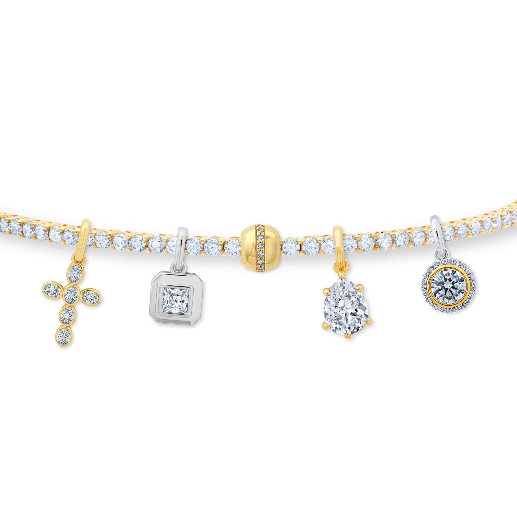 Two Tone Halo Charm in Platinum & Gold - CRISLU