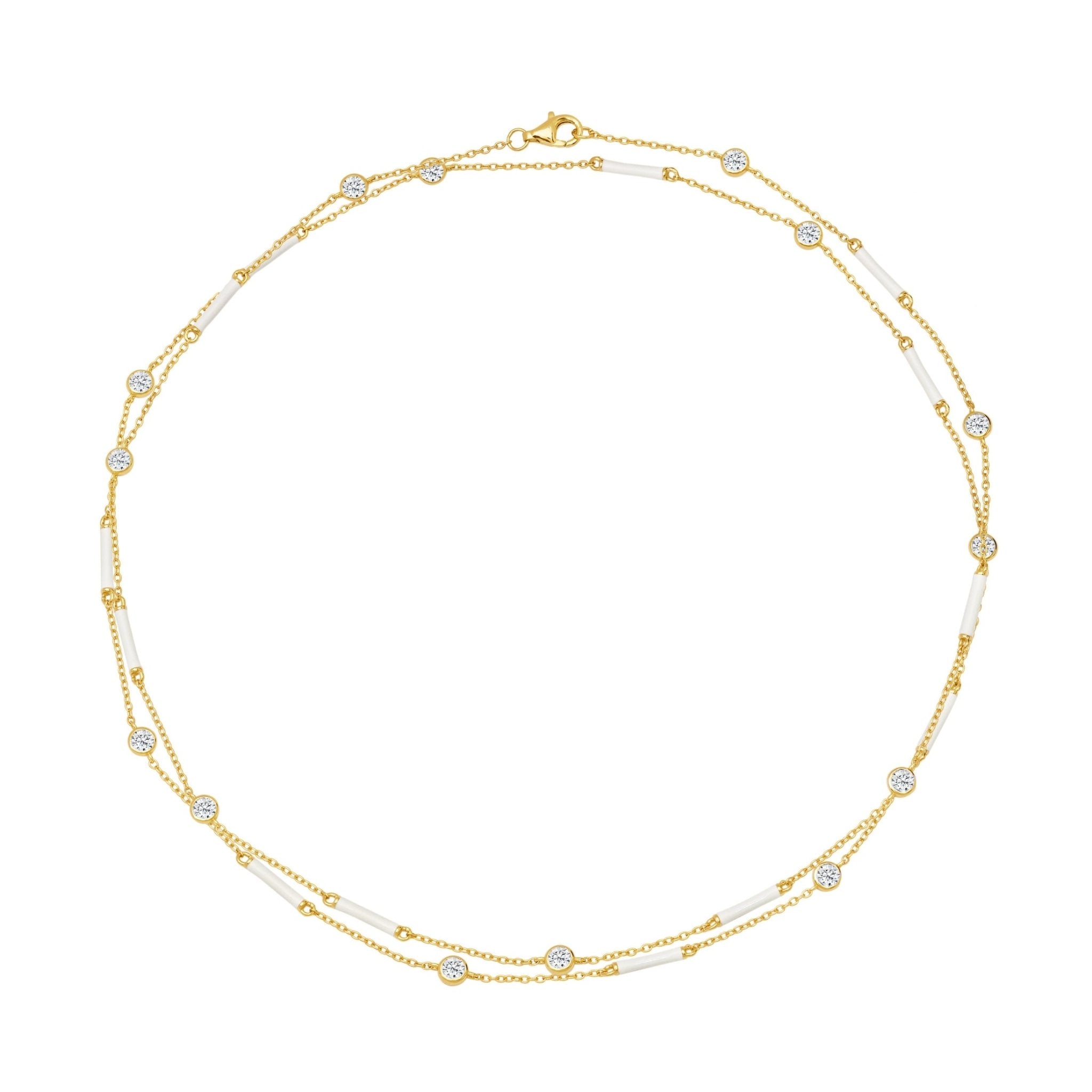 White Enamel 36" Station Necklace Finished in Gold - CRISLU