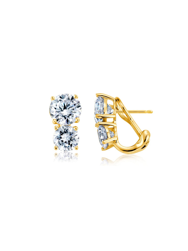 2 Stone Post Earrings Finished in 18kt Yellow Gold - CRISLU