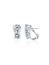 2 Stone Post Earrings Finished in Pure Platinum