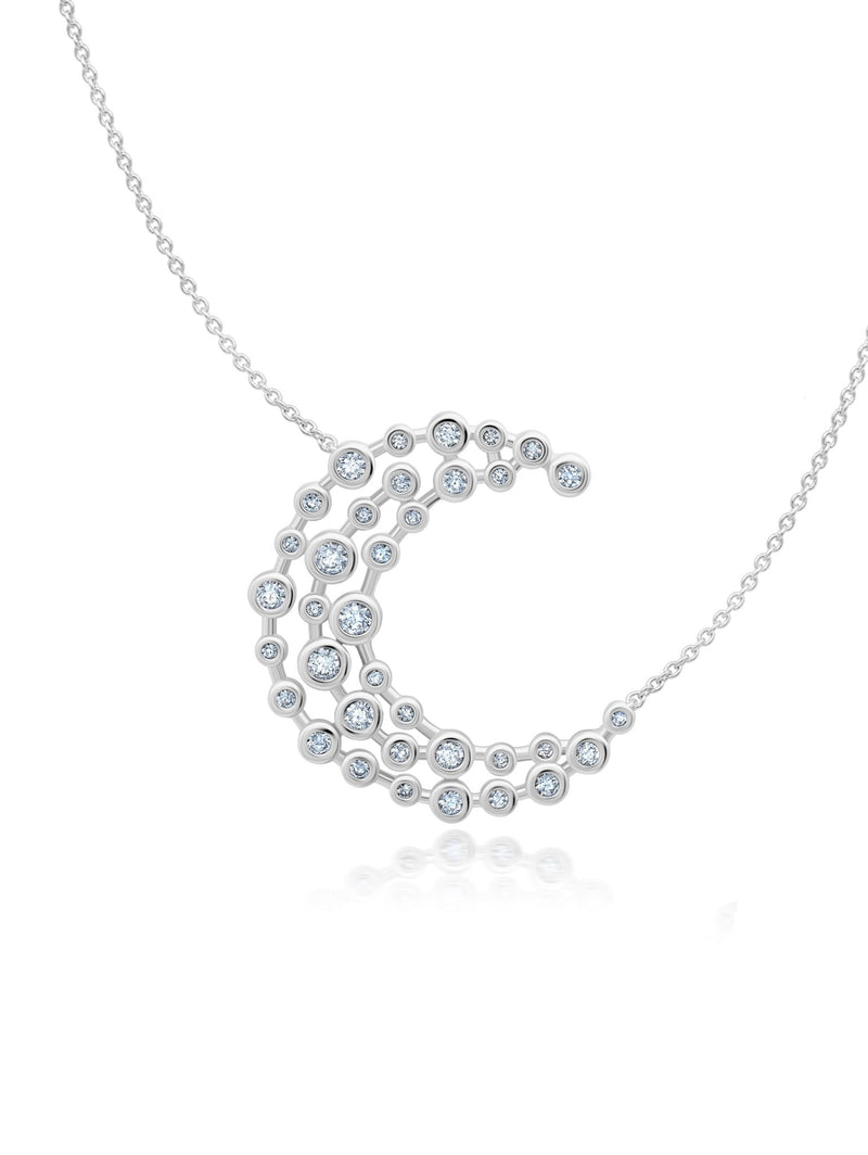 3 Row Bezel Crescent Moon 16''Extending Necklace - CRISLU