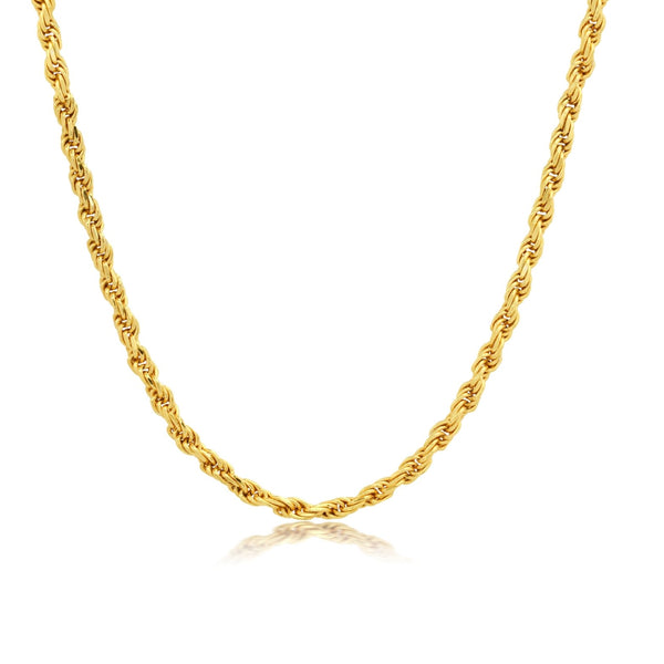 3mm Thick Rope Chain - Crislu 20 / 18kt Yellow Gold