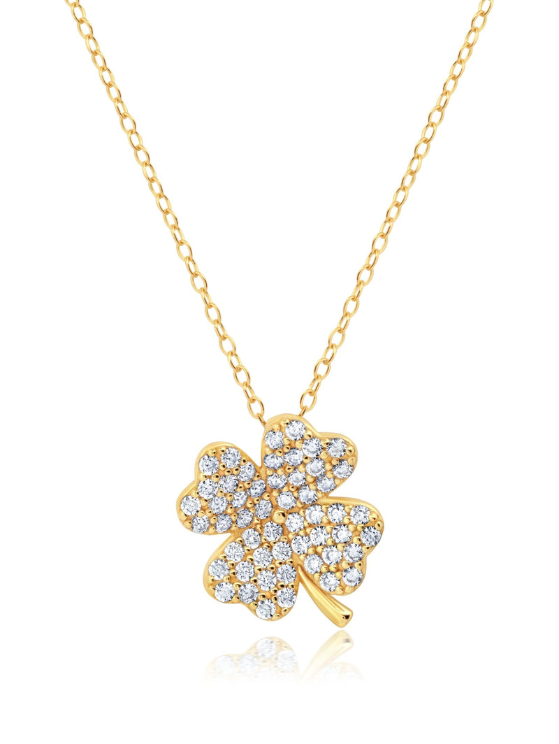 4 Leaf Clover Pendant Necklace Finished in 18kt Yellow Gold - CRISLU