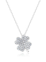 4 Leaf Clover Pendant Necklace Finished in Pure Platinum - CRISLU