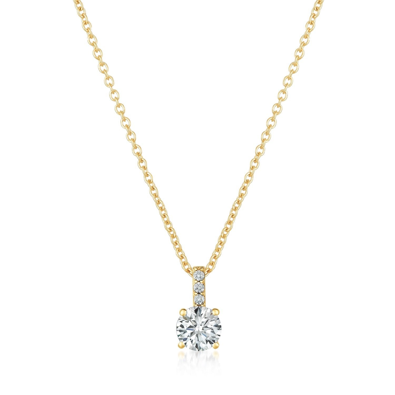 Accented Brilliant Pendant Finished in 18kt Yellow Gold - CRISLU