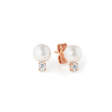 Accented Pearl Stud Earrings Finished in 18kt Rose Gold - CRISLU