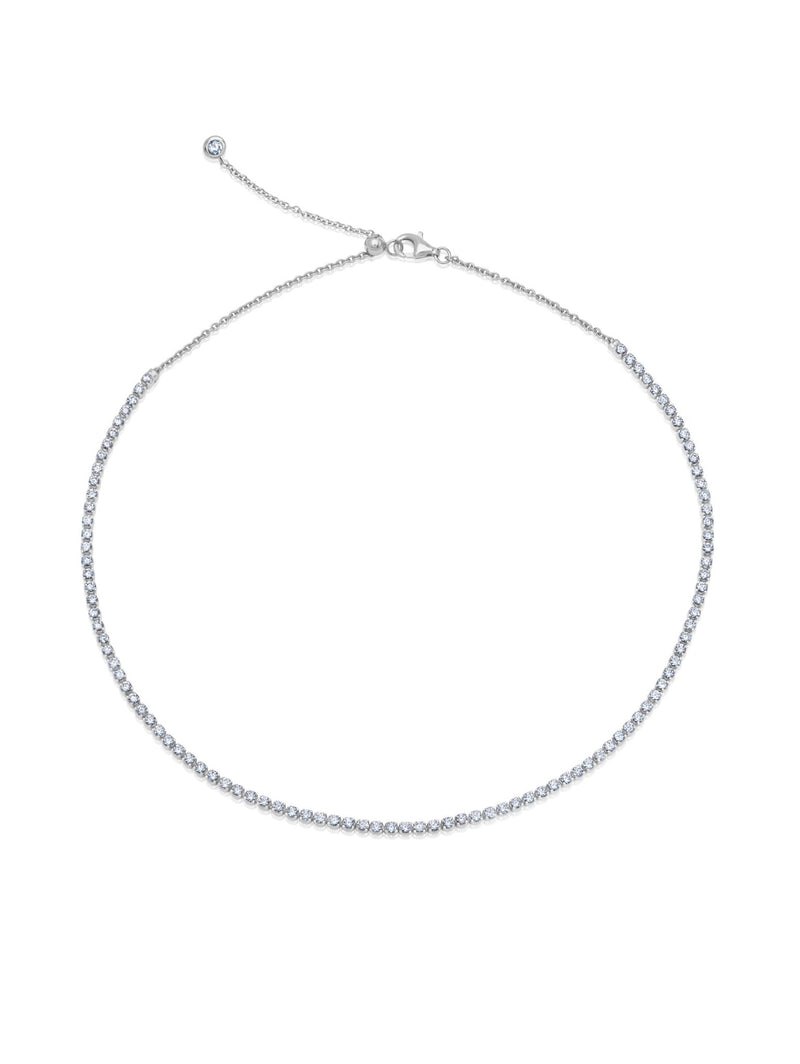 Adjustable Choker Tennis Necklace in Platinum