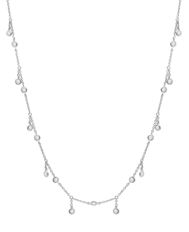Adjustable Drop Bezel Necklace Finished in Pure Platinum - CRISLU