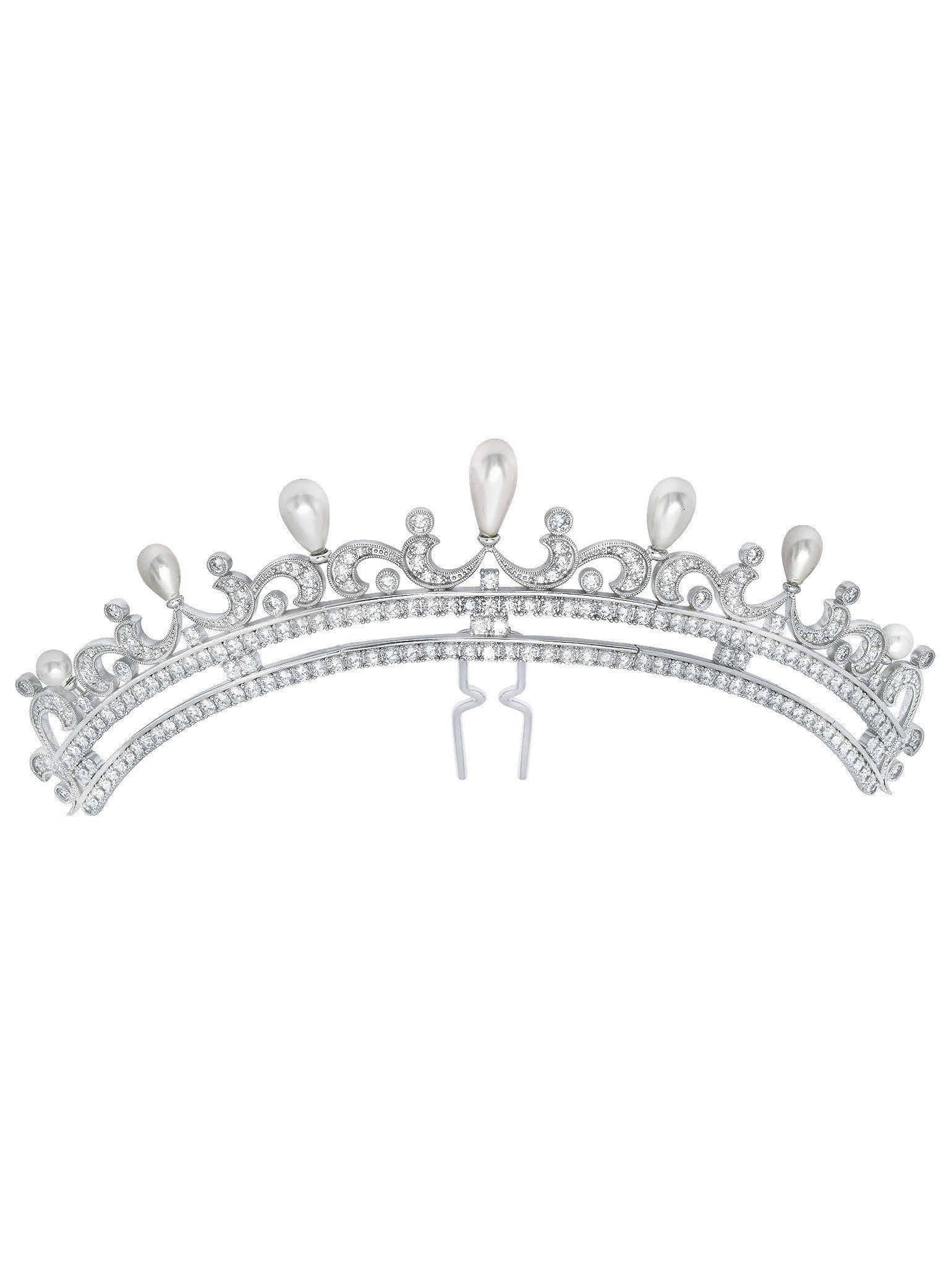 Andrew Prince by Crislu Drop Pearl and Scroll Crescent Hair Pin - CRISLU