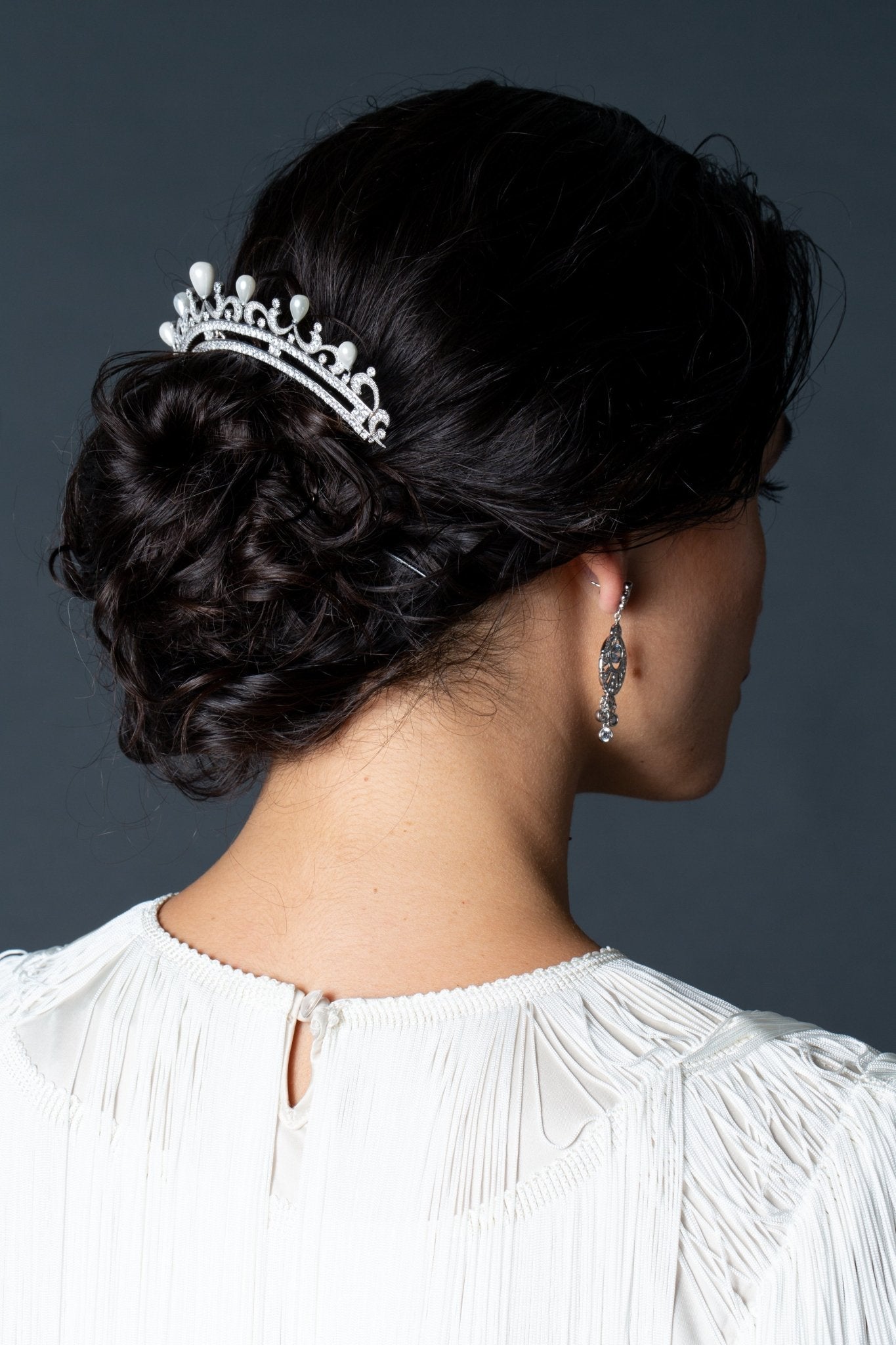 Andrew Prince by Crislu Drop Pearl and Scroll Crescent Hair Pin - CRISLU