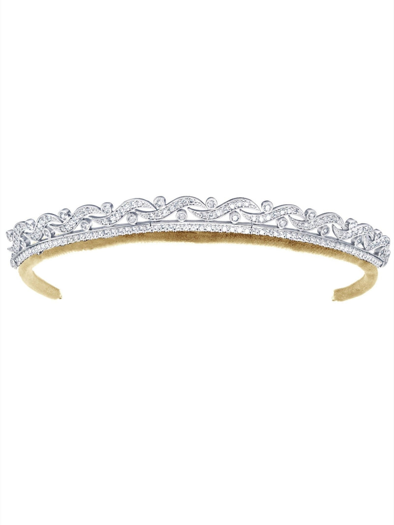 Andrew Prince by Crislu Low Wave Scroll Bridal Tiara - CRISLU