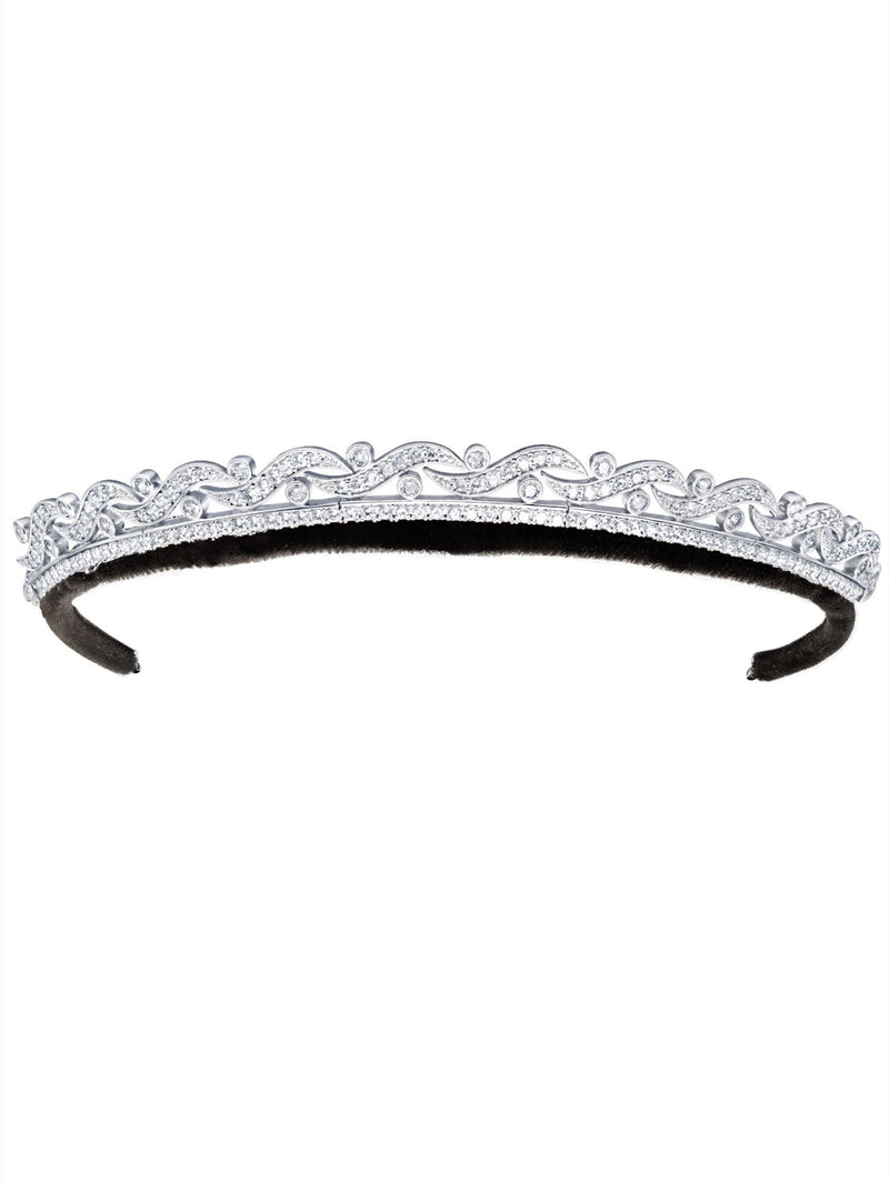 Andrew Prince by Crislu Low Wave Scroll Bridal Tiara - CRISLU