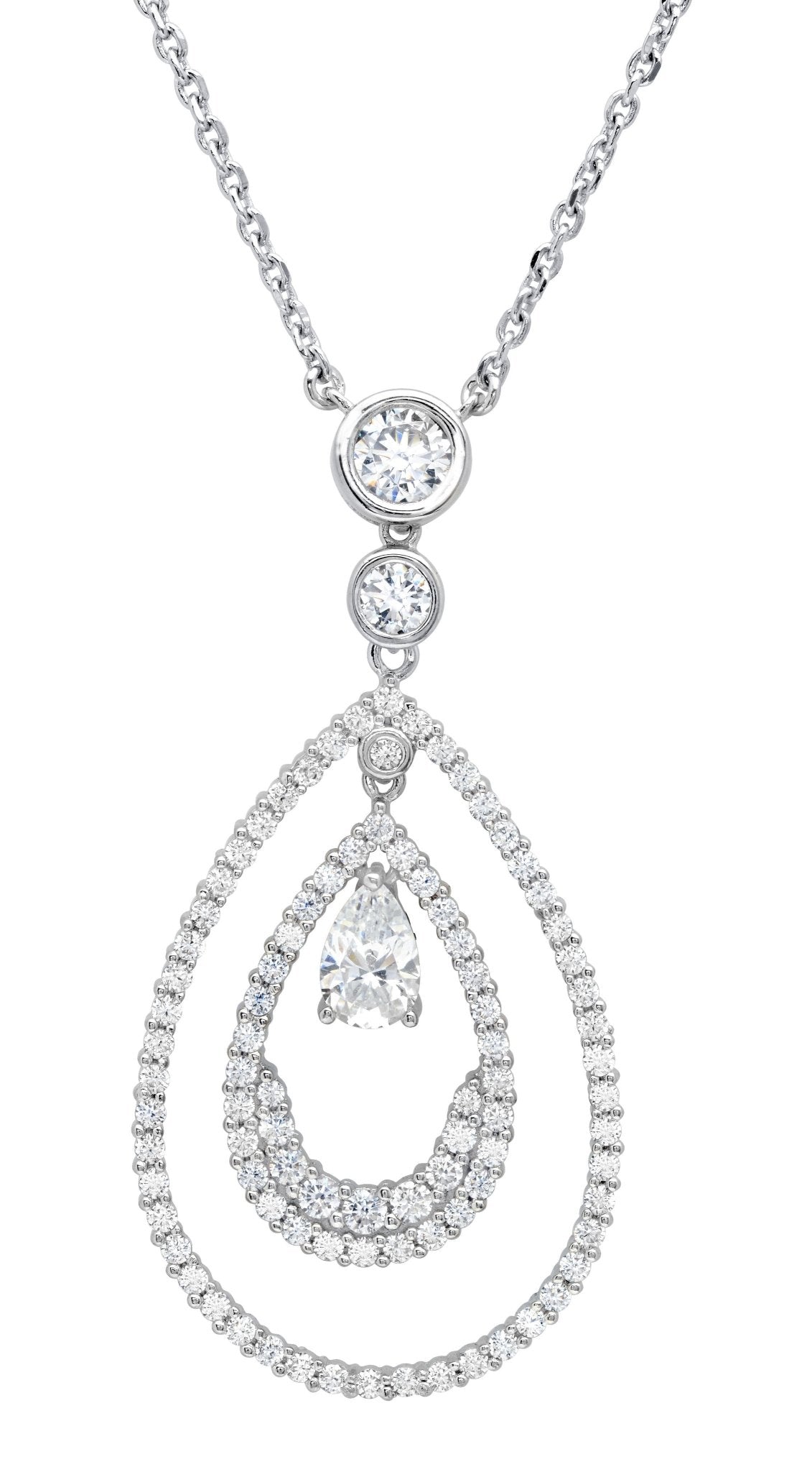 Andrew Prince by Crislu Pear Shape Double Loop Drop Necklace - CRISLU