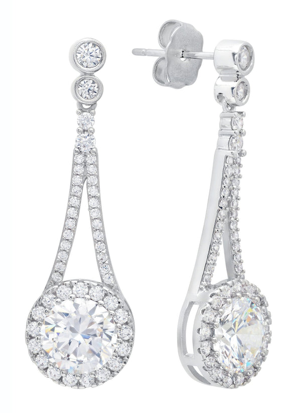 Andrew Prince by Crislu Two Row Cluster Drop Earrings - CRISLU