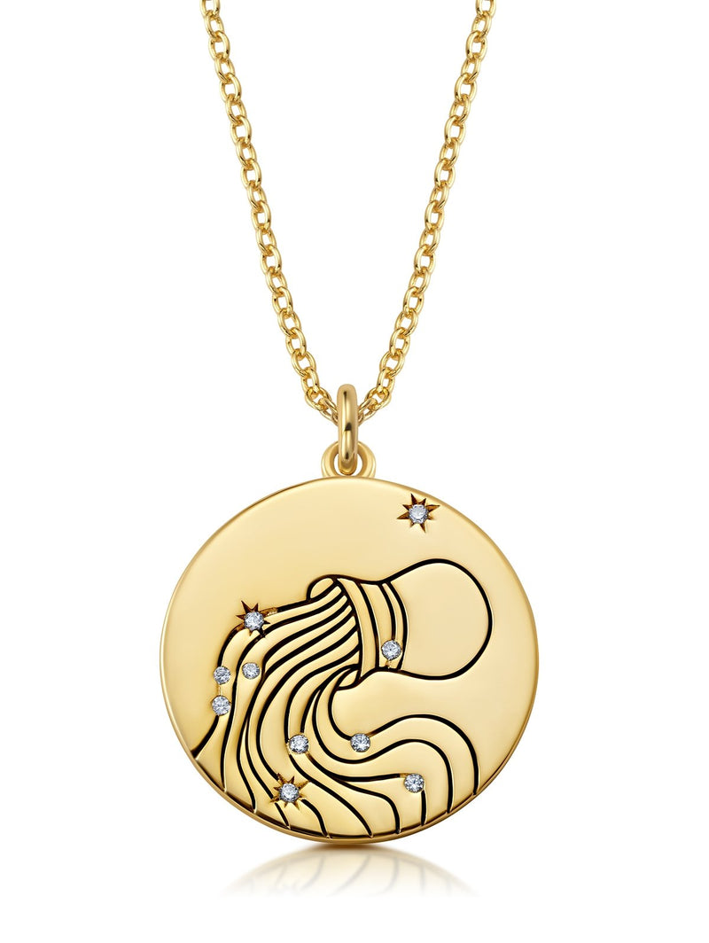 Aquarius - Zodiac Necklace Finished in 18kt Yellow Gold - CRISLU