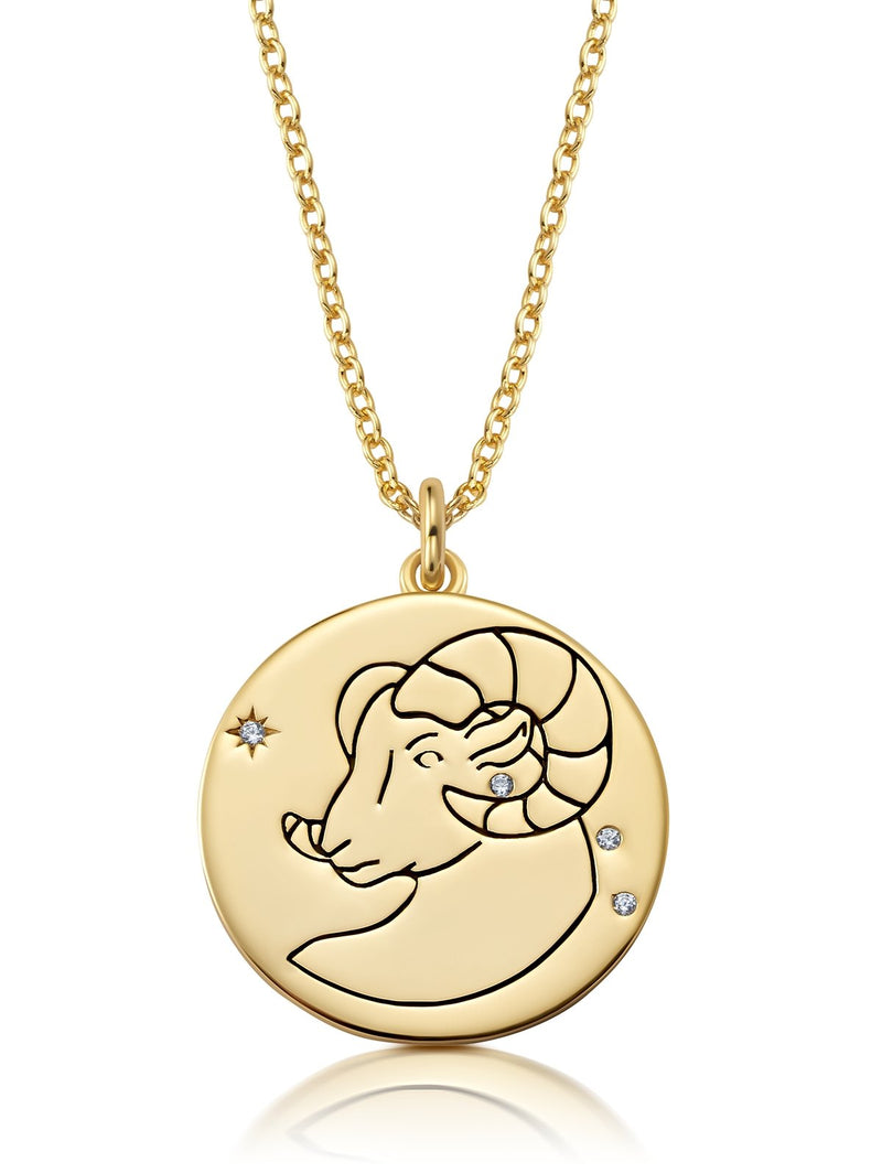 Aries - Zodiac Necklace Finished in 18kt Yellow Gold - CRISLU