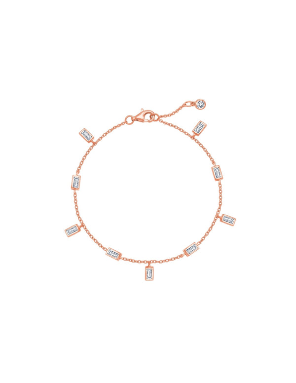 Baguette Anklet Finished in 18kt Rose Gold - CRISLU