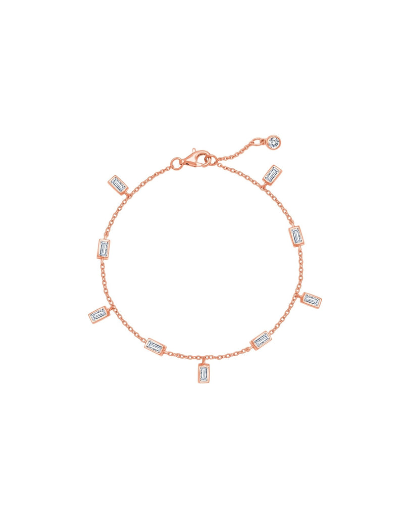 Baguette Anklet Finished in 18kt Rose Gold - CRISLU