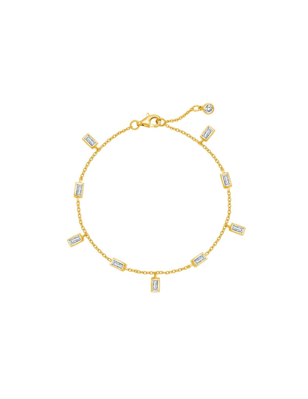 Baguette Anklet Finished in 18kt Yellow Gold - CRISLU