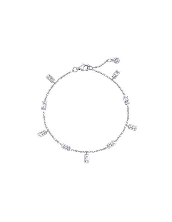 Baguette Anklet Finished in Pure Platinum - CRISLU