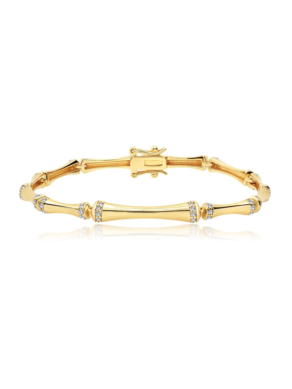 Bamboo Bracelet Finished in 18kt Yellow Gold - CRISLU