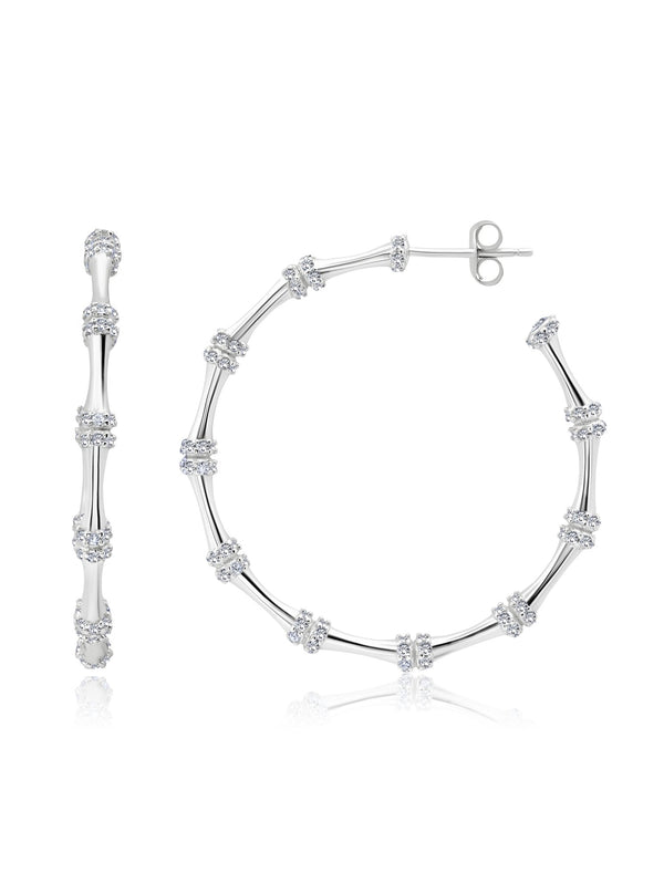 Bamboo Hoop Earrings Finished in Pure Platinum - CRISLU