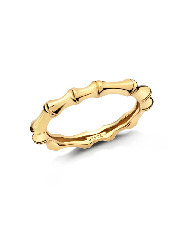 Bamboo Metal Band Finished in 18kt Yellow Gold - CRISLU