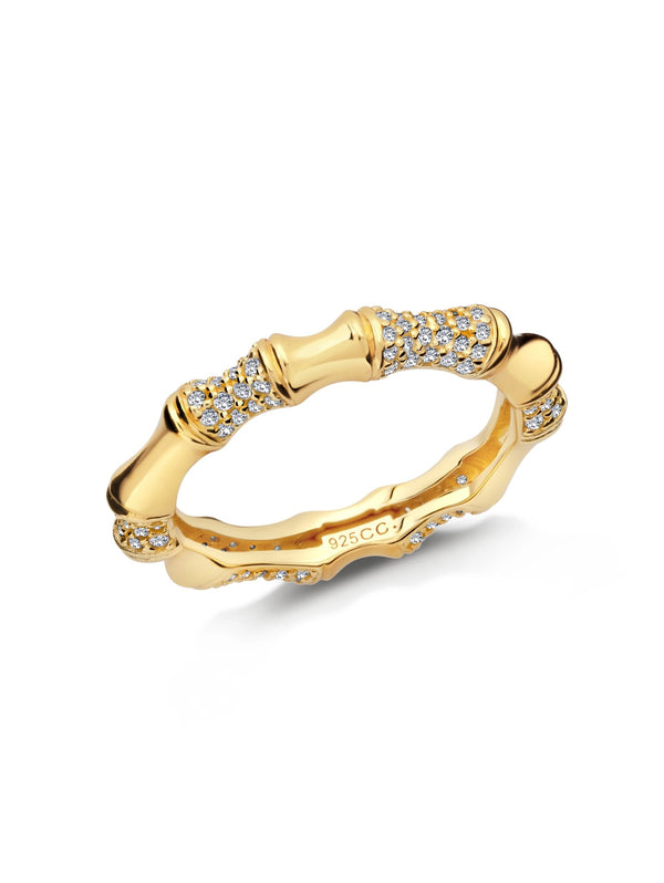 Bamboo Pave Band Finished in 18kt Yellow Gold - CRISLU