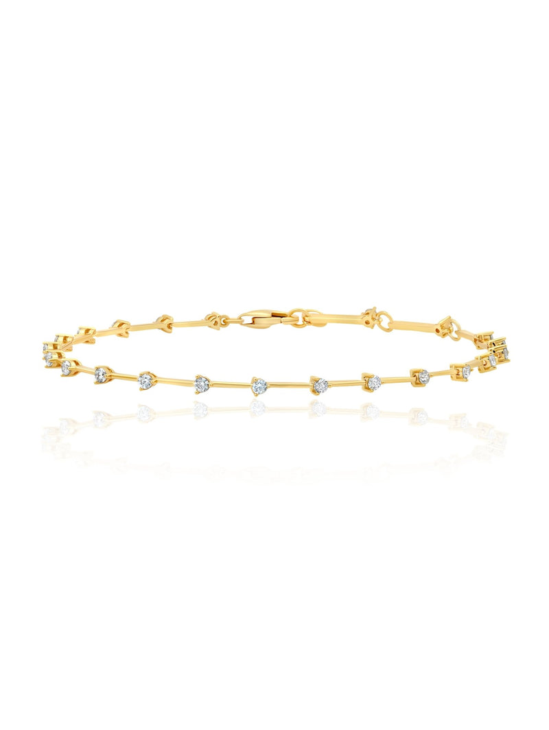 Bar Bracelet with Repeating 2mm Stones Finished in 18kt Yellow Gold - CRISLU