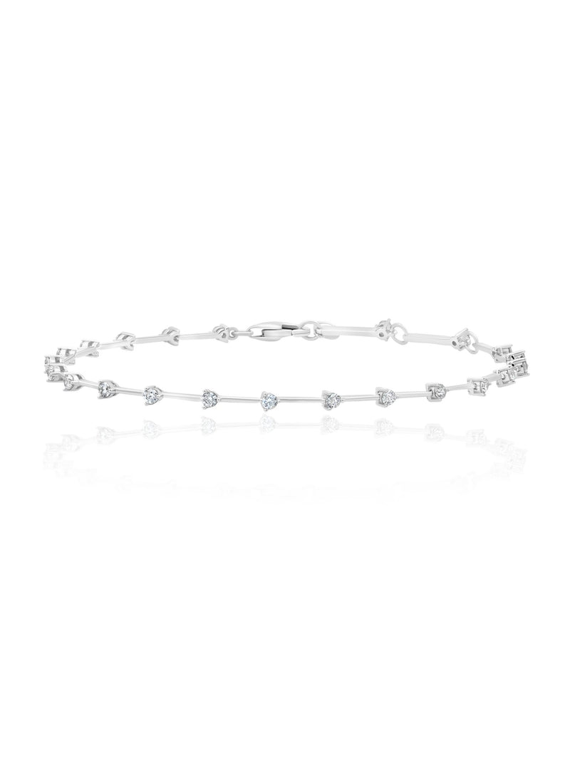 Bar Bracelet with Repeating 2mm Stones Finished in Pure Platinum - CRISLU
