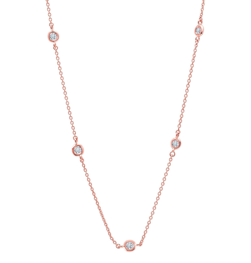 Bezel 16" Necklace Finished in 18kt Rose Gold - 2mm - CRISLU