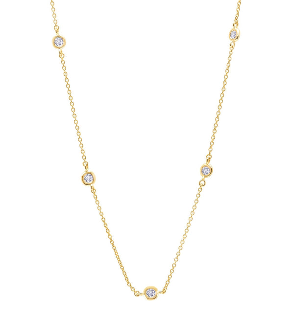 Bezel 16" Necklace Finished in 18kt Yellow Gold -2mm - CRISLU