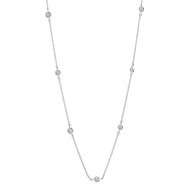 Bezel 16" Necklace Finished in Pure Platinum -2mm - CRISLU