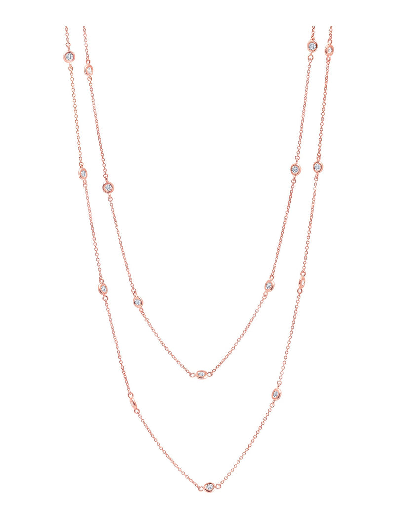 Bezel 36" Necklace Finished in 18kt Rose Gold- 2mm - CRISLU