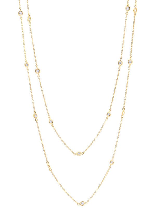 Bezel 36" Necklace Finished in 18kt Yellow Gold- 2mm - CRISLU