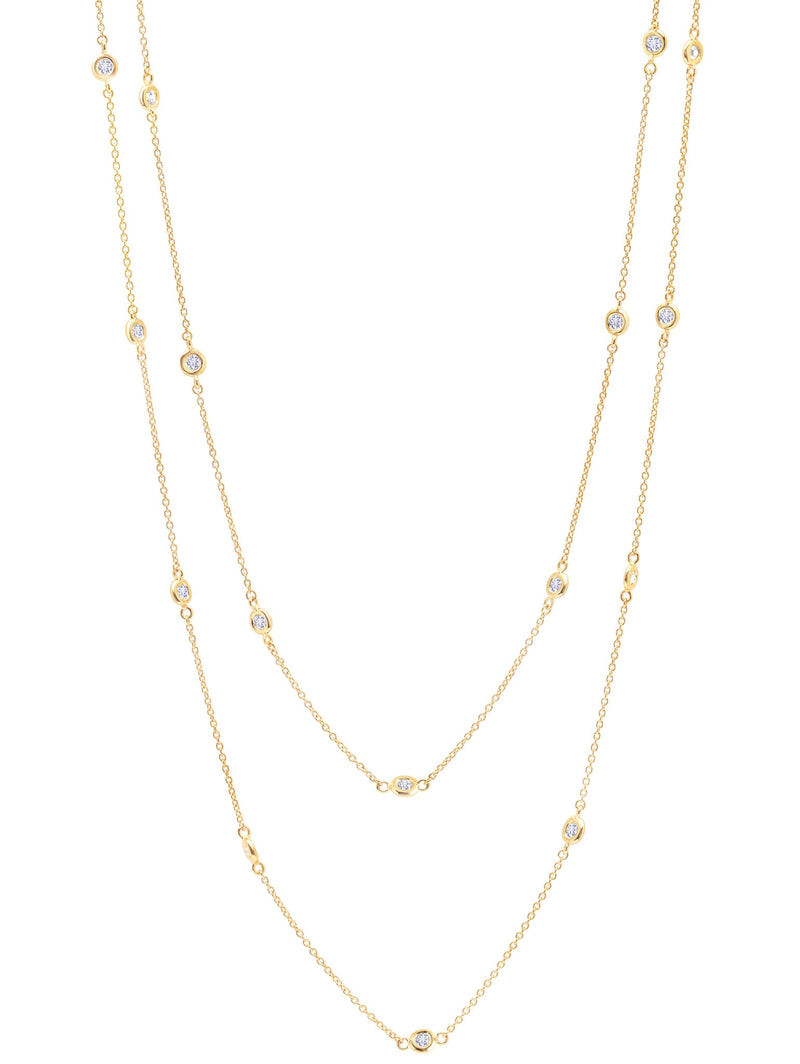 Bezel 36" Necklace Finished in 18kt Yellow Gold- 2mm - CRISLU