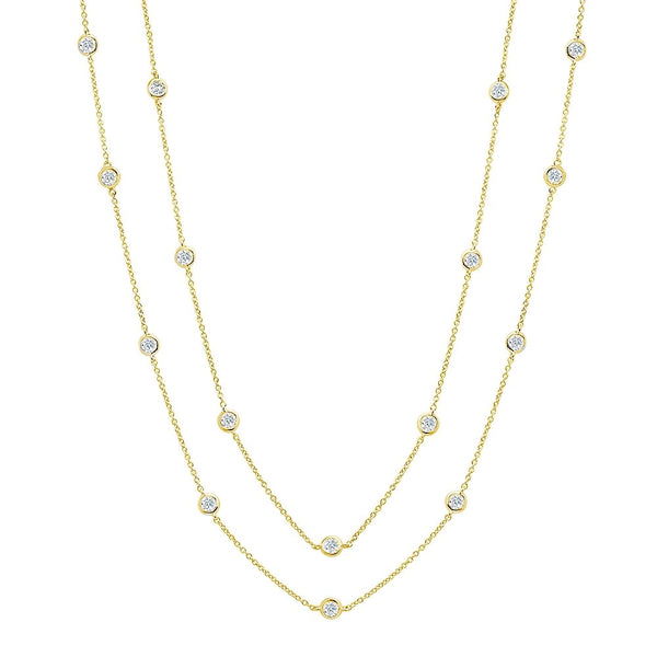 Bezel 36" Necklace Finished in 18kt Yellow Gold- 4mm - CRISLU