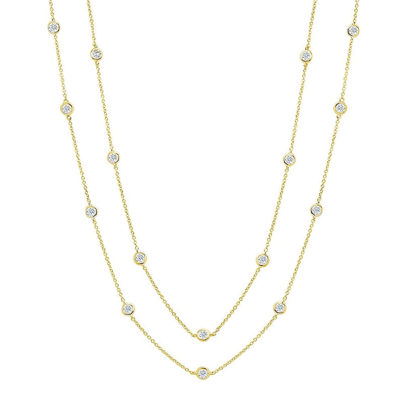 Bezel 36" Necklace Finished in 18kt Yellow Gold- 4mm - CRISLU