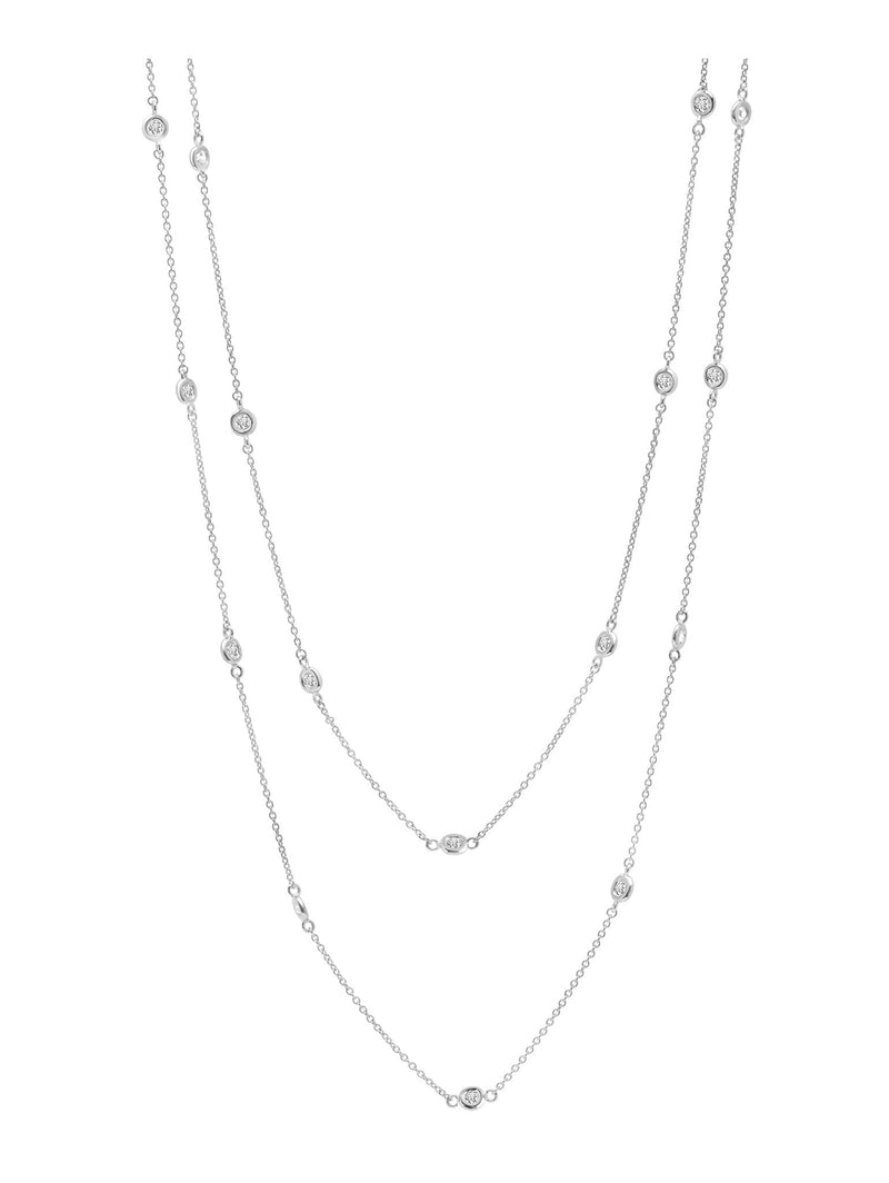 Bezel 36" Necklace Finished in Pure Platinum- 2mm - CRISLU