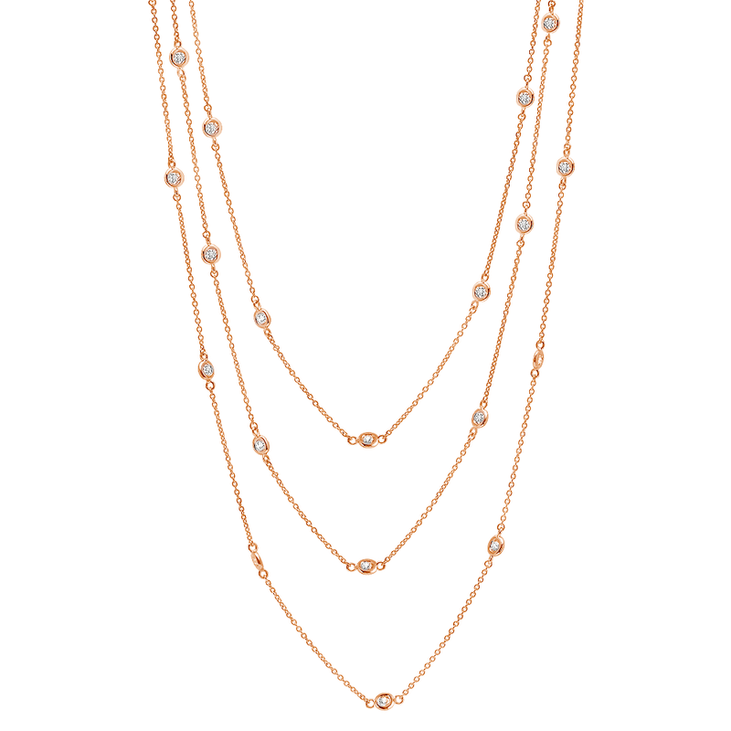 Bezel 48" Necklace Finished in 18kt Rose Gold - CRISLU