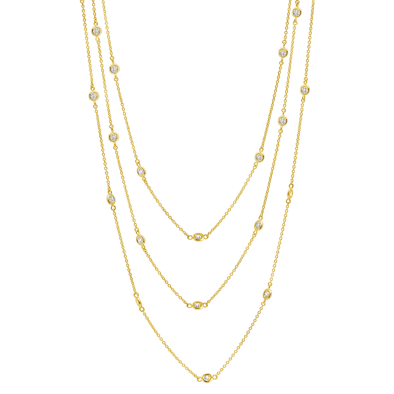 Bezel 48" Necklace Finished in 18kt Yellow Gold - CRISLU