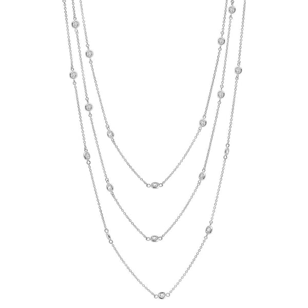 Bezel 48" Necklace Finished in Pure Platinum- 2mm - CRISLU