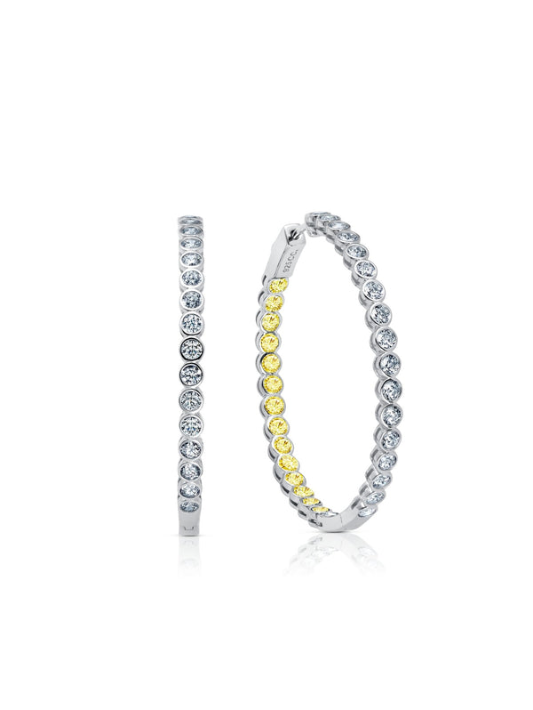 Bezel set canary hoop earrings - CRISLU