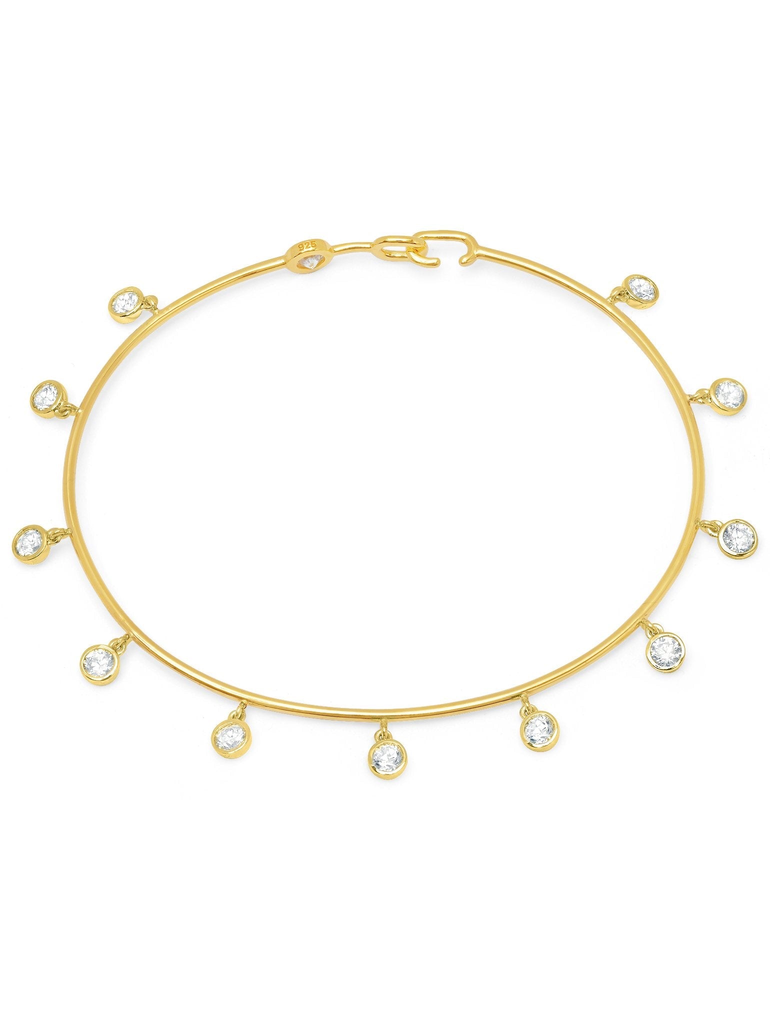 Bezel Set Charm Bangle Finished in 18kt Yellow Gold - CRISLU