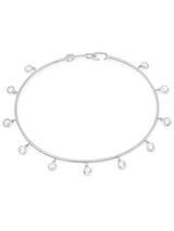 Bezel Set Charm Bangle Finished in Pure Platinum - CRISLU