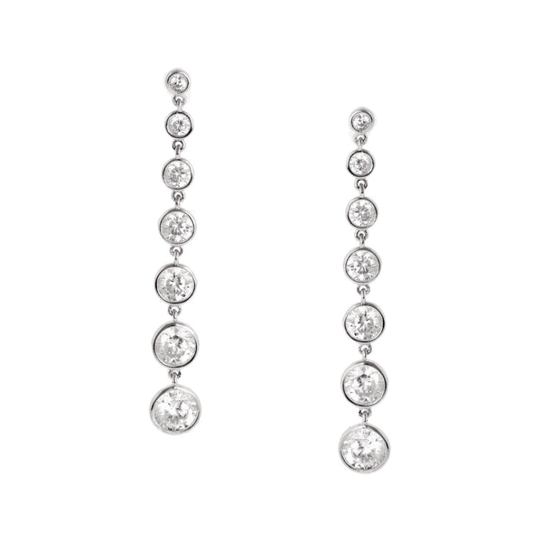 Bezel Set Drop Earrings Finished in Pure Platinum - CRISLU